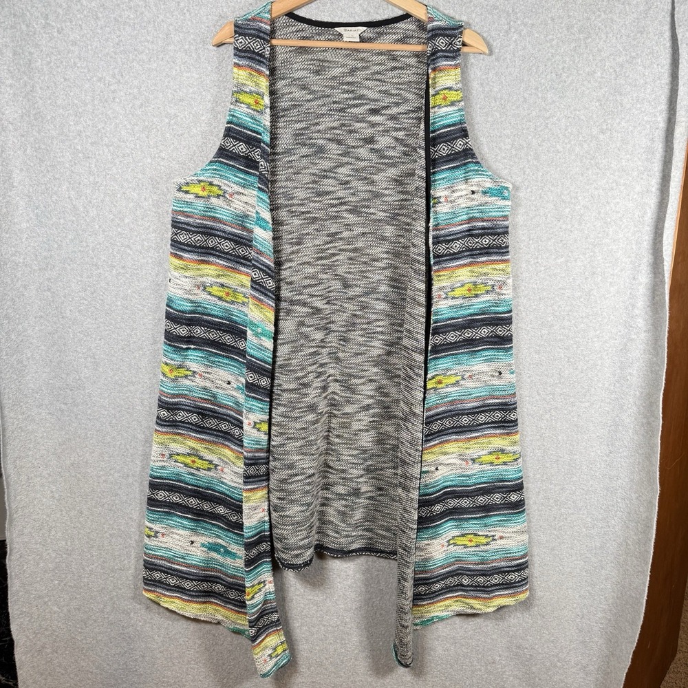Ariat aztec vest womens large open sleevelss long line cotton